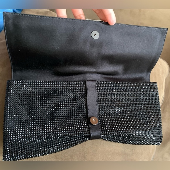 Authentic Judith Leiber Black Satin Jeweled Evening Clutch Bag Handbag Purse EUC - Picture 6 of 11